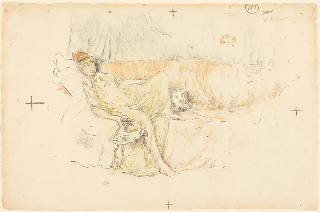 Draped Figure, Reclining, by James McNeill Whistler, ink, 1892