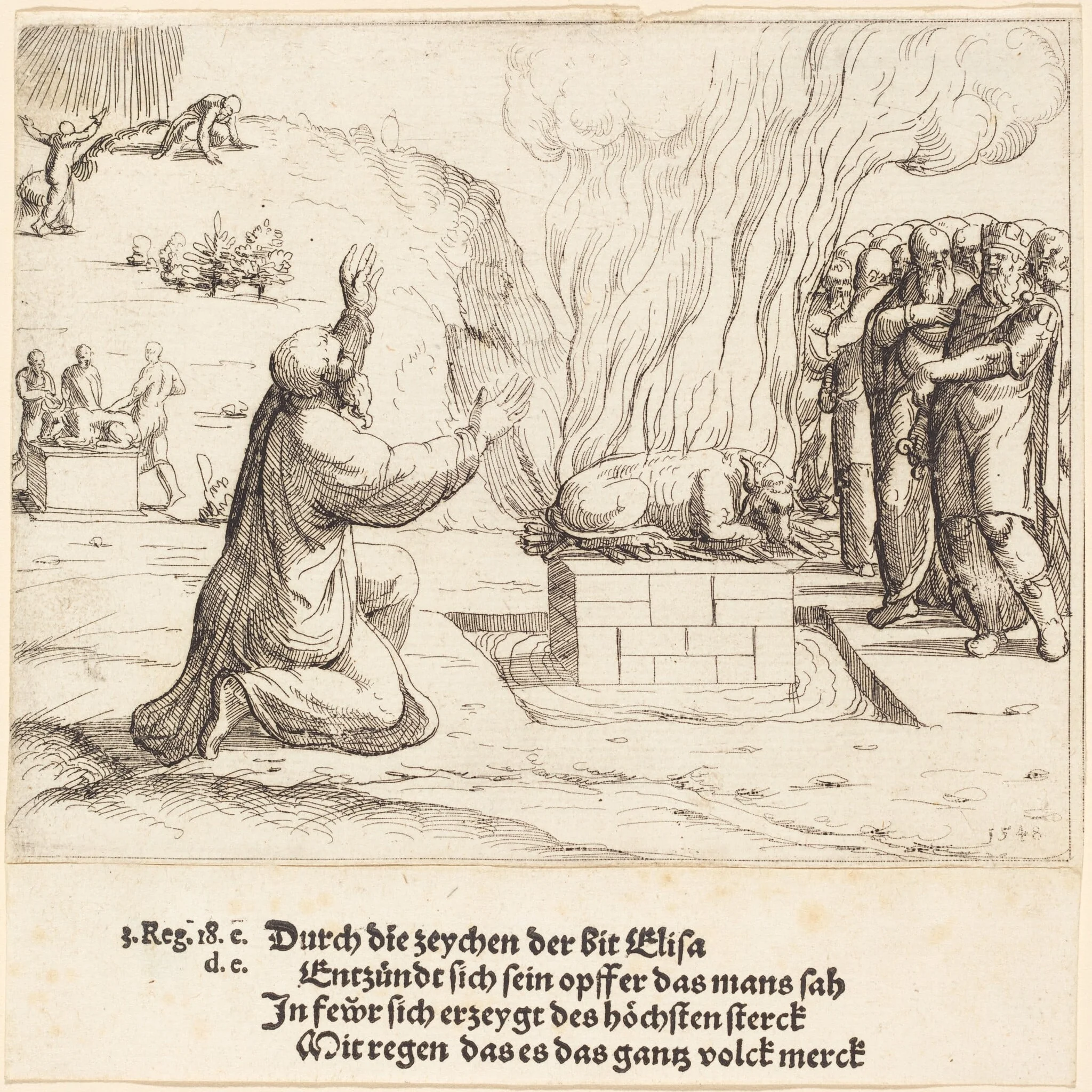 The Rival Sacrifices of Elijah and the Priests of Baal, detail