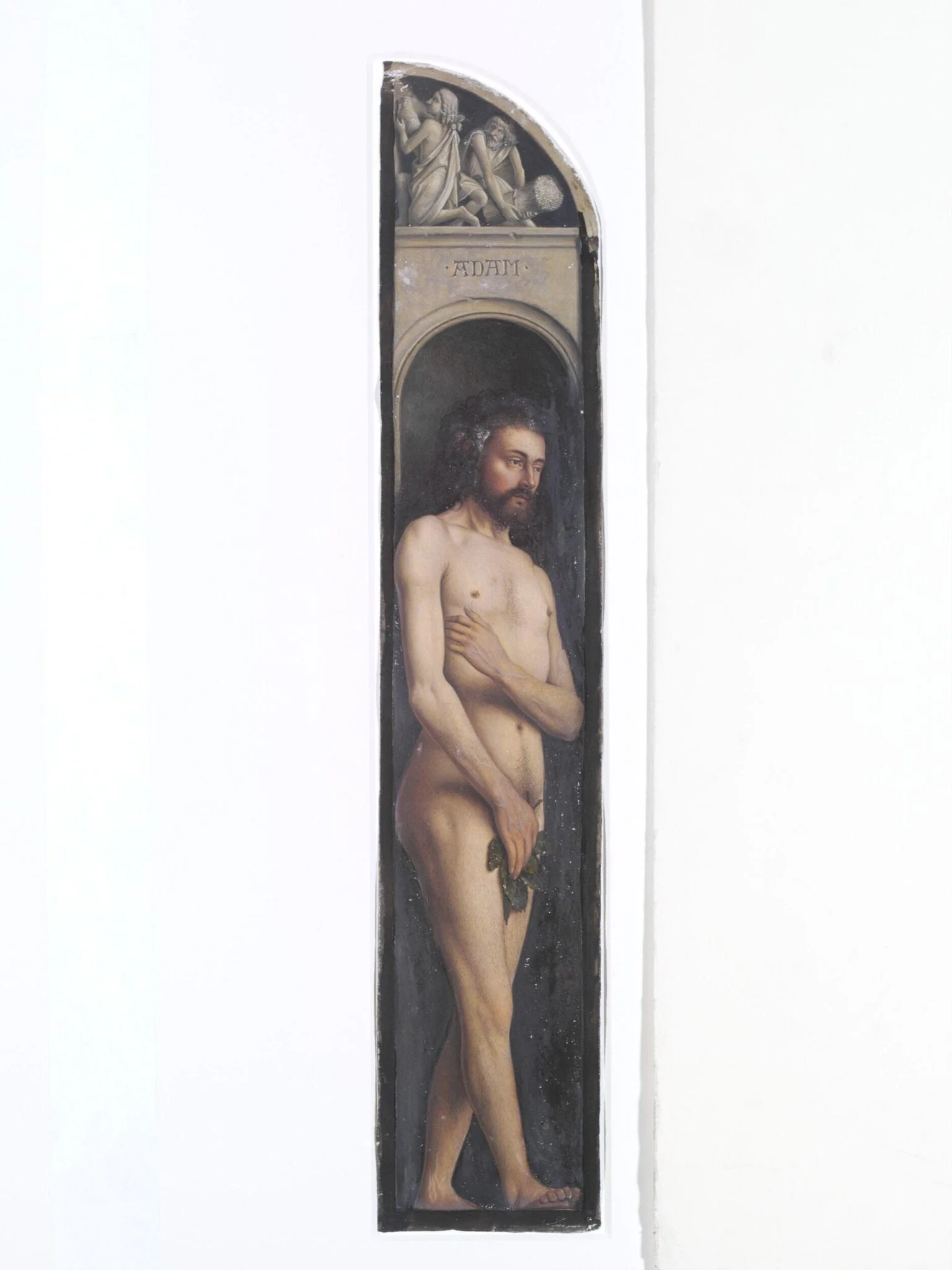 Copy of a detail from the Ghent Altarpiece, Adam, by Hubert and Jan van Eyck in the church of St Bavon, Ghent., detail
