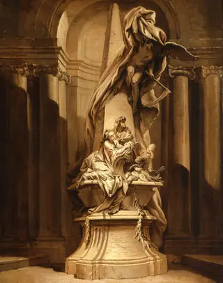 Monument to Mignard, by François Boucher, oil, 1735