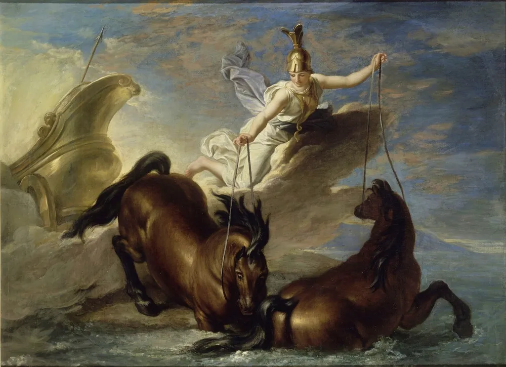 Story of Minerva - Minerva Watering her Horses into the Sea, by René-Antoine Houasse, oil, 1694