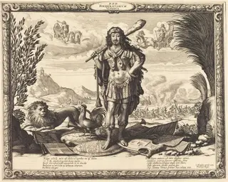 Louis XIII as Hercules, by Abraham Bosse, ink, 1639