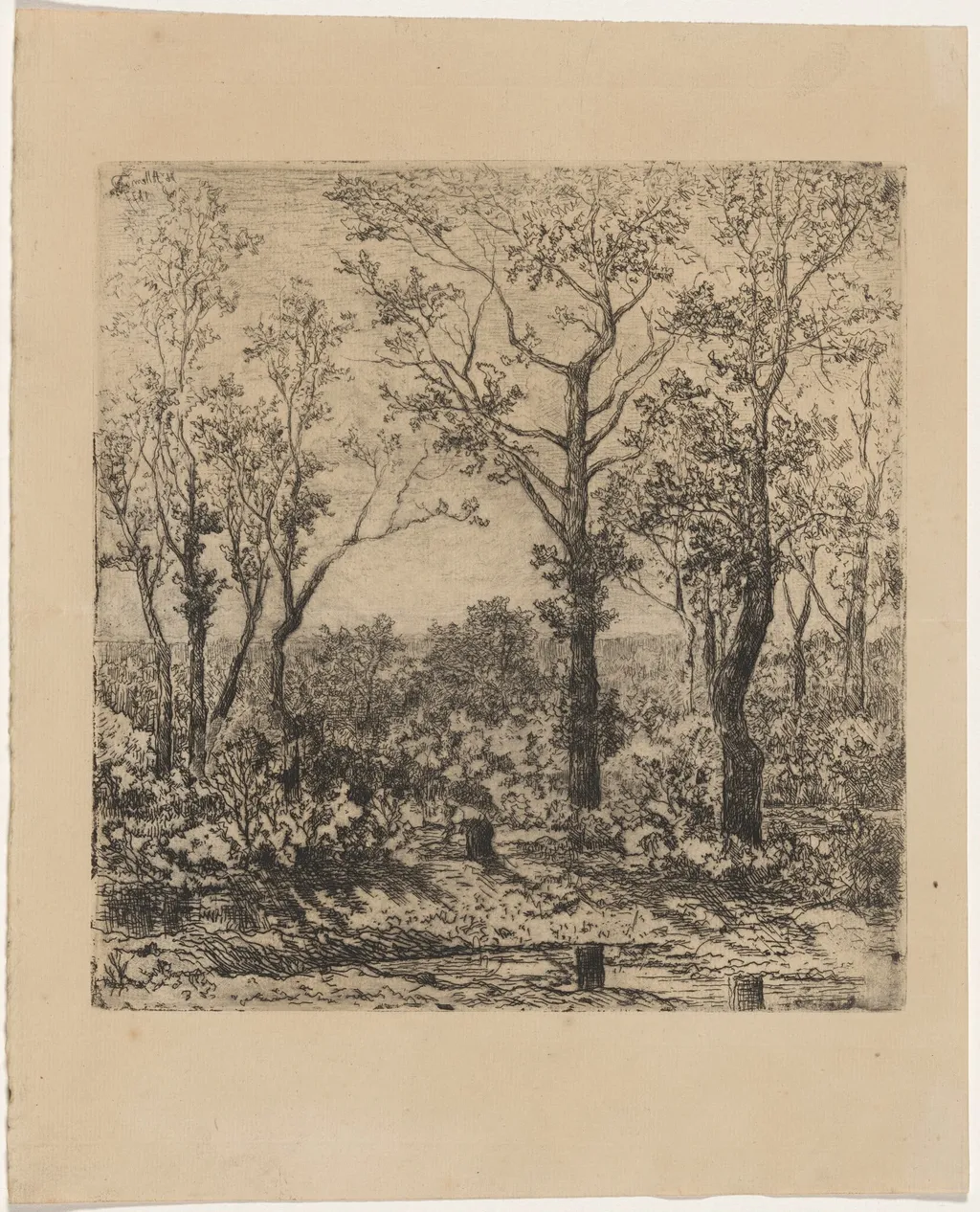 Bois de la charbonnière, by Louis Hector François Allemand, ink, 1877