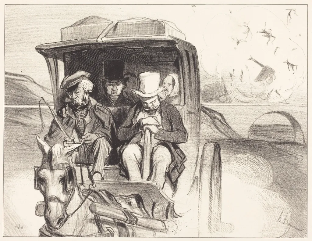 Allons donc... que diable cocher..., by Honoré Daumier, ink, 1843