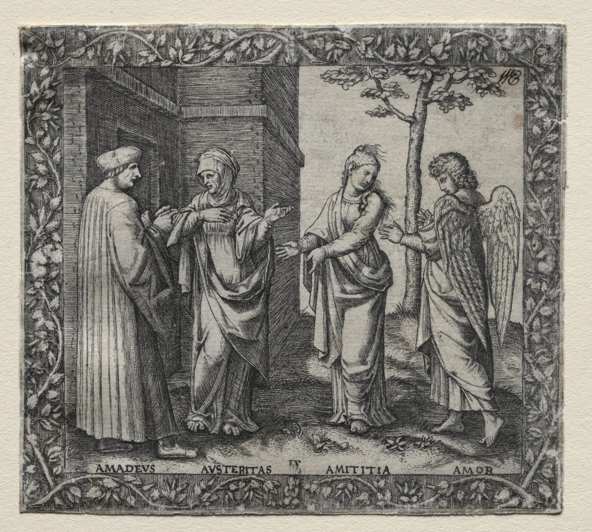 Illustration to Amadeo Berruti's Dialogue on Friendship, Rome, 1517, detail