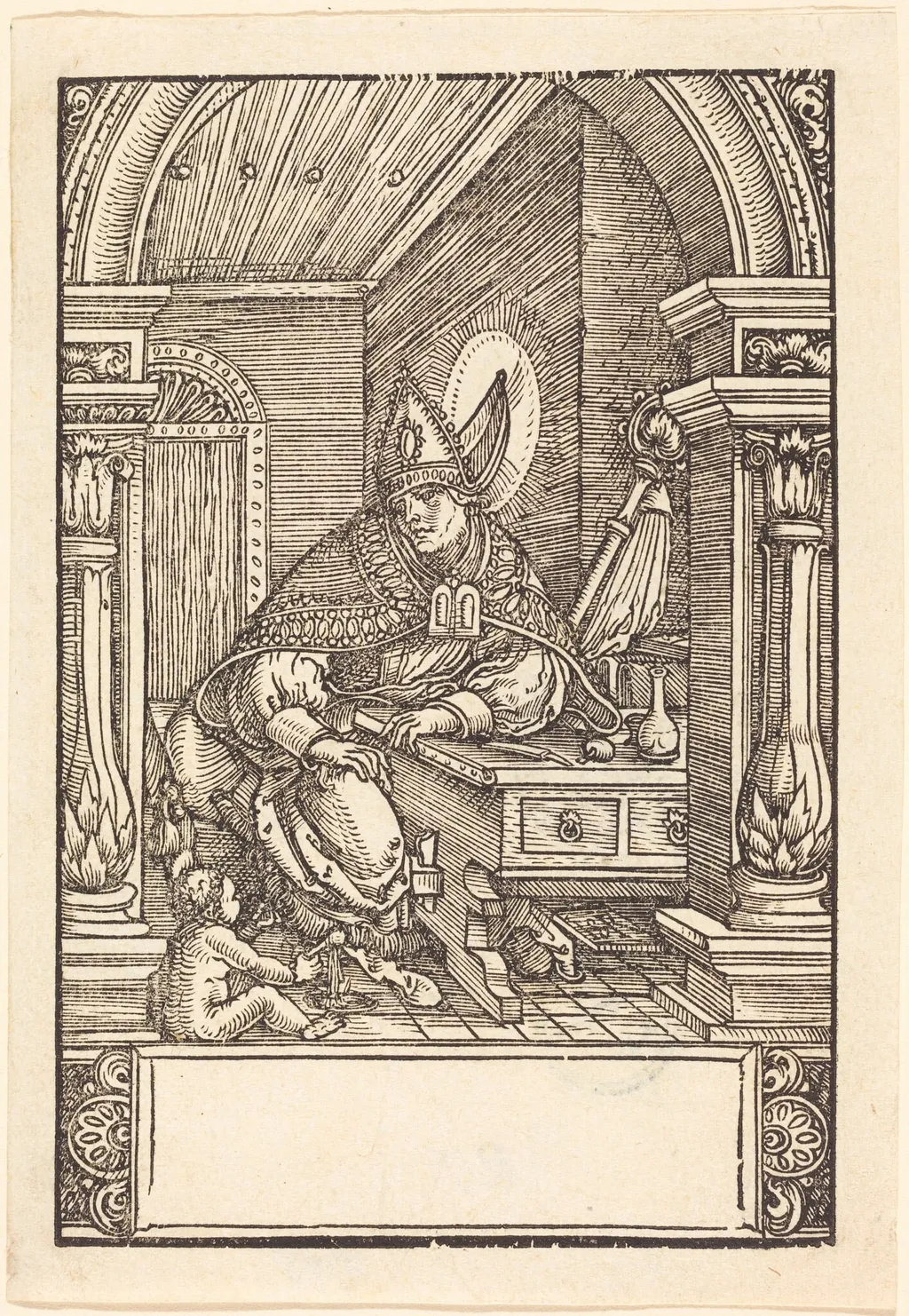 Saint Augustine, by Hans Springinklee, ink, 1518