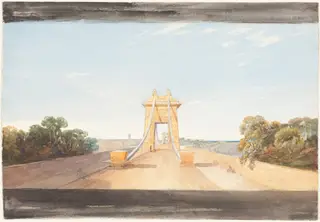 Clifton Suspension Bridge near Bristol, by James Bulwer, graphite, 1832