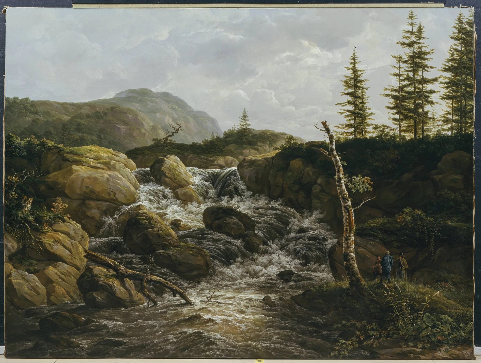 Mountainous Landscape with a Waterfall, Norway, detail