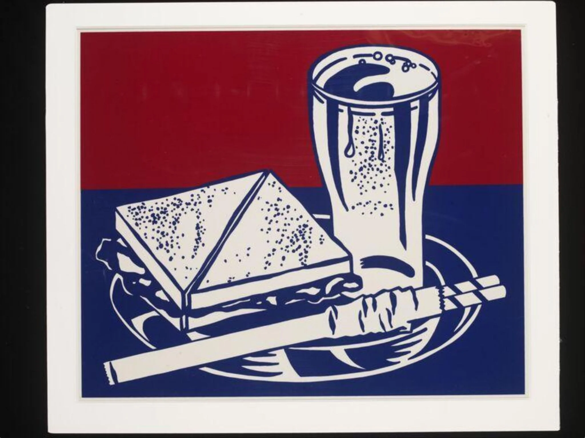 Untitled (image of sandwich and soda). Print from the suite 'Ten Works by Ten Painters.', detail