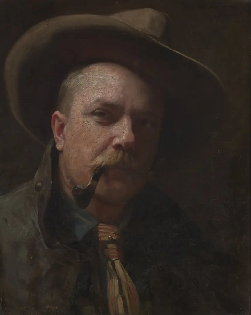 Self-Portrait in a Hat, by Damazy Kotowski, oil, 1901