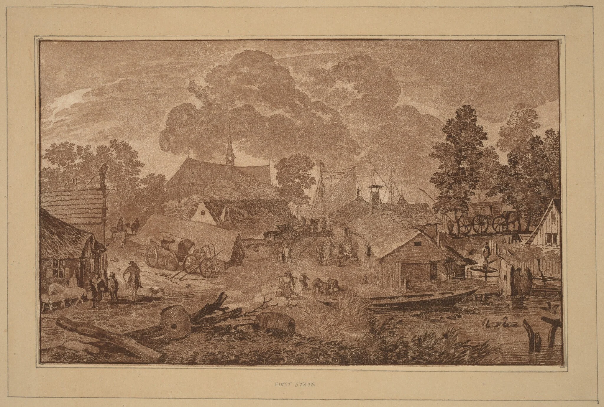 Village with Pond, detail