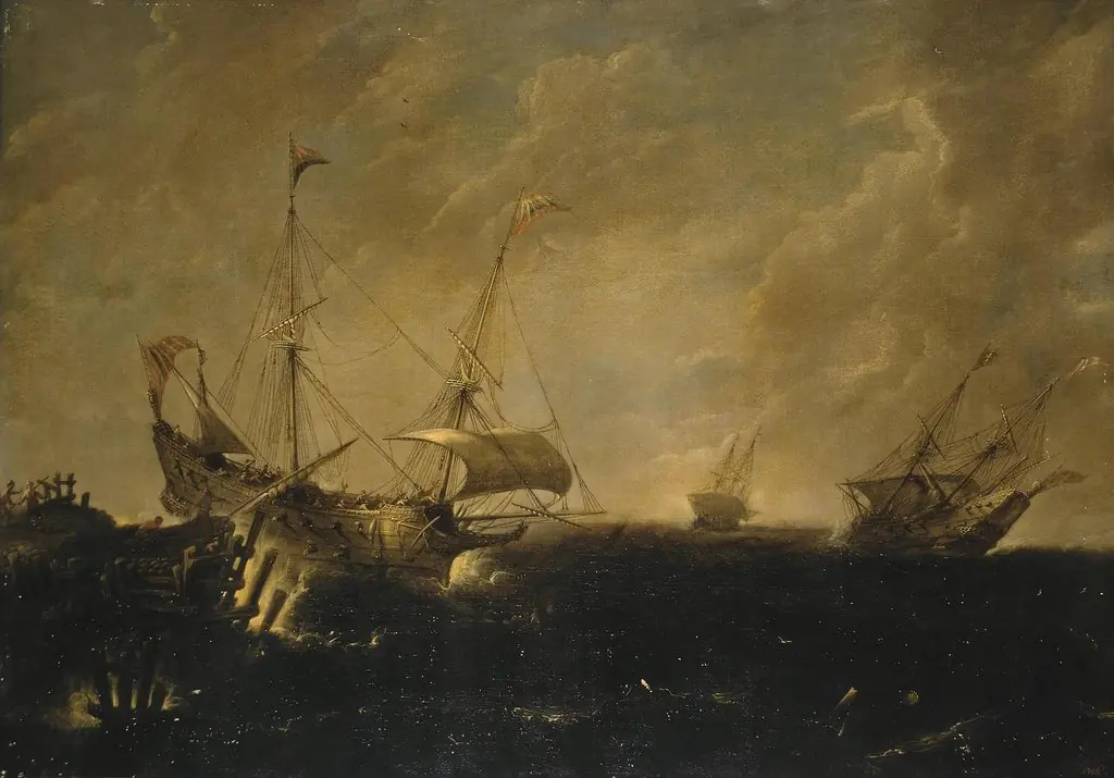 Stormy Sea, by Andries van Eertvelt, oil, 1640