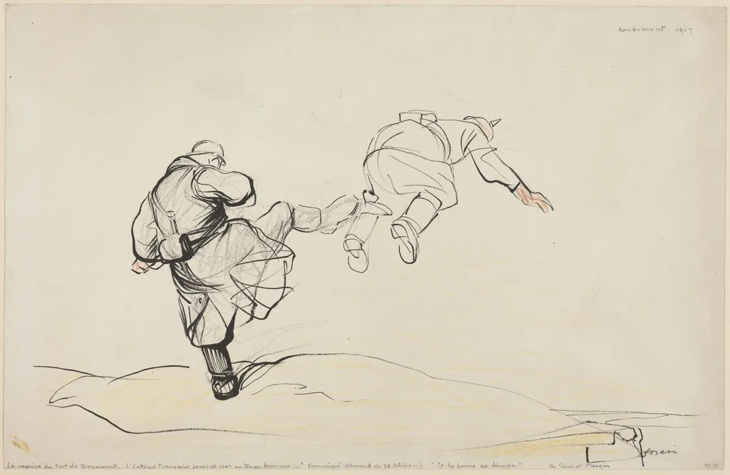 The Taking of Fort Douaumont, by Jean-Louis Forain, ink, 1916