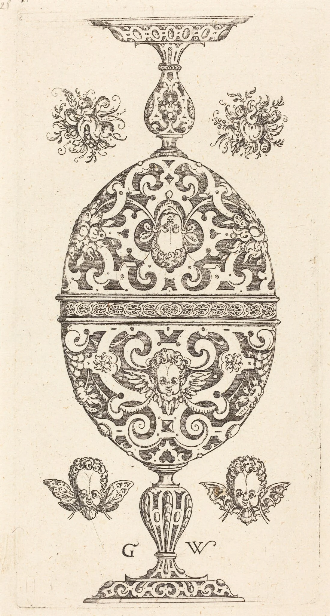 Two small goblets superimposed in reverse, detail