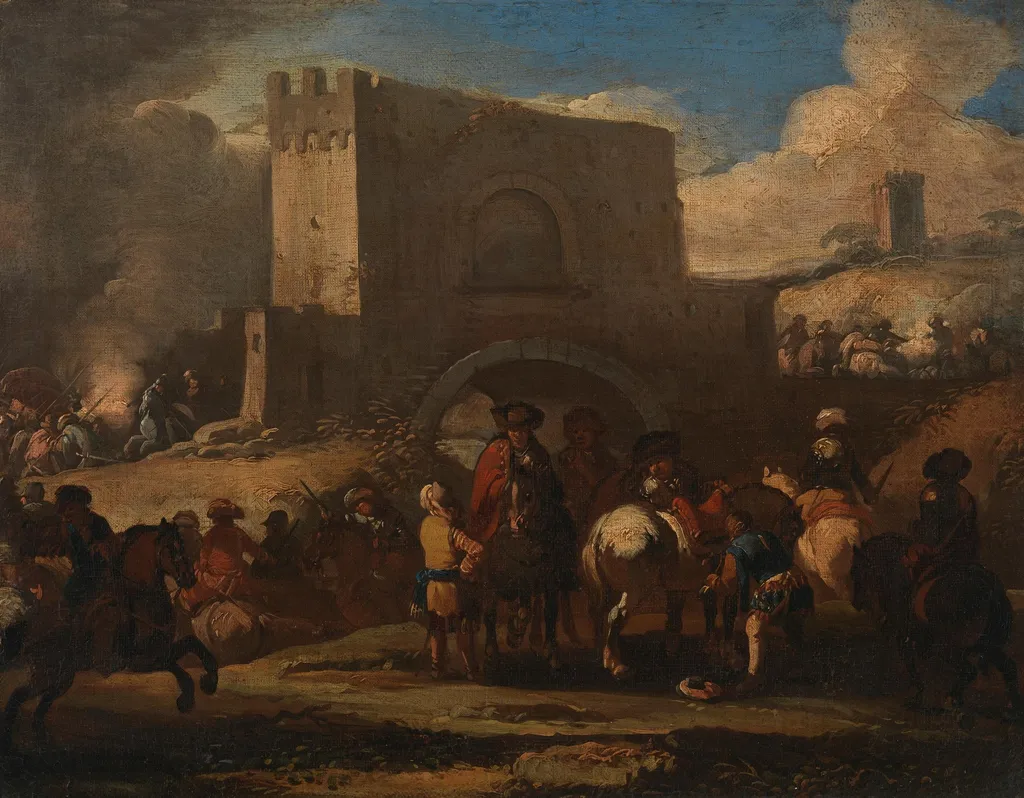 The rearguard of a cavalry engagement, by Jacques Courtois, unspecified, 1648