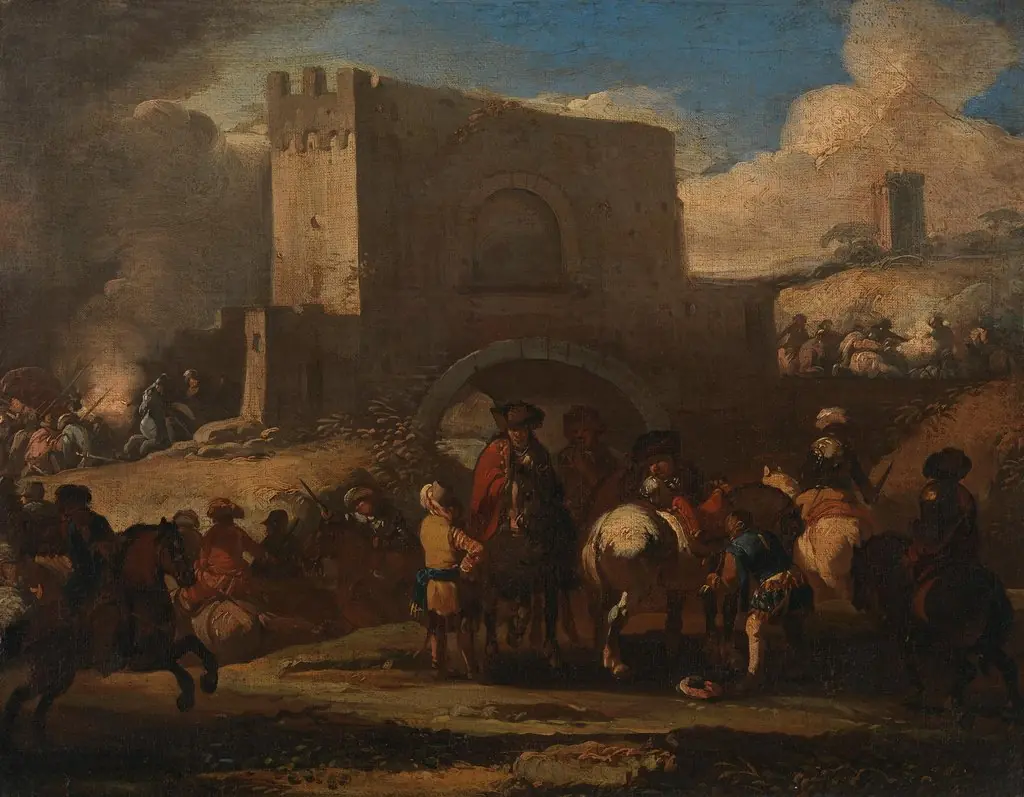 The rearguard of a cavalry engagement, by Jacques Courtois, unspecified, 1648