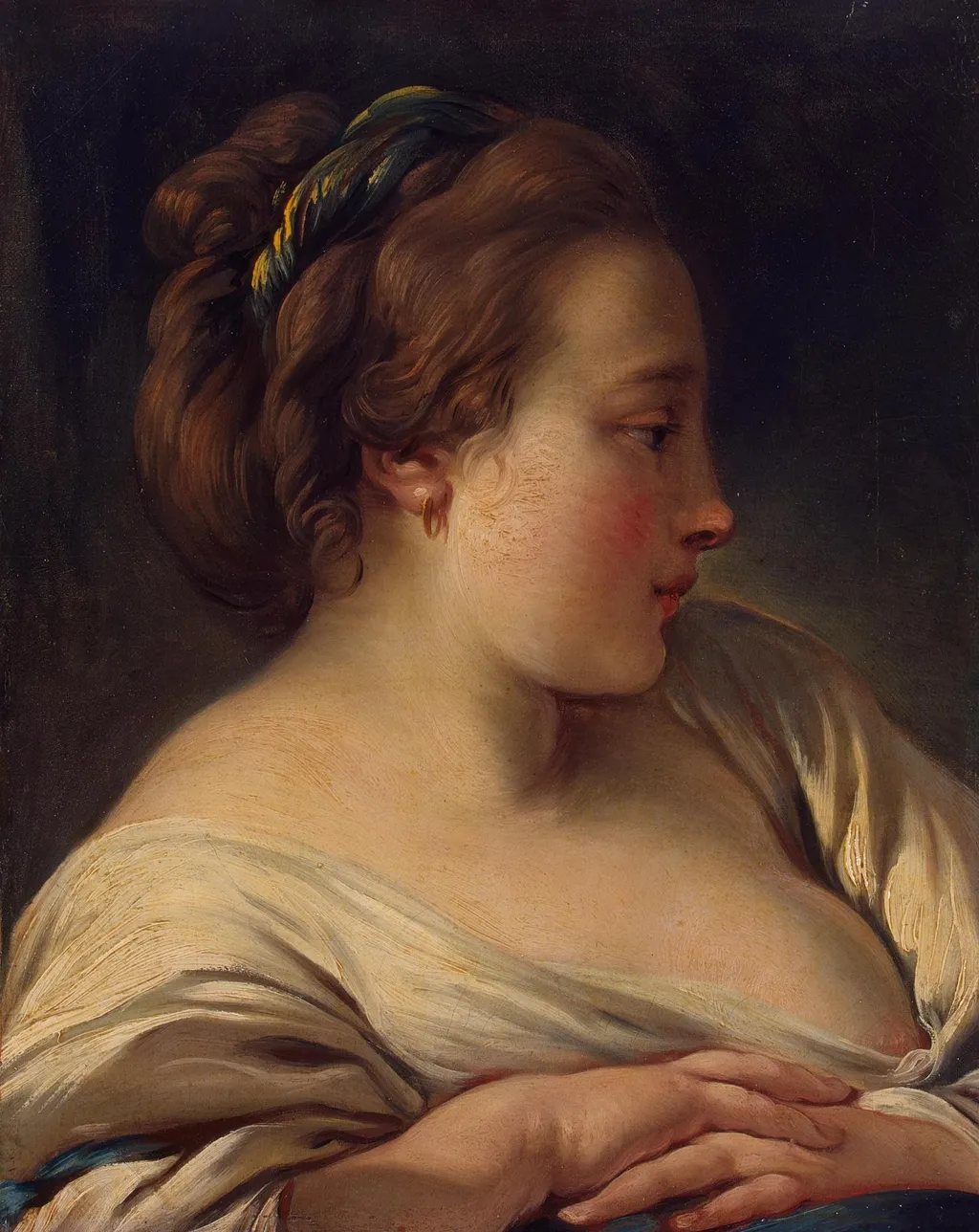Head of a Young Girl, by François Boucher, oil, 1750