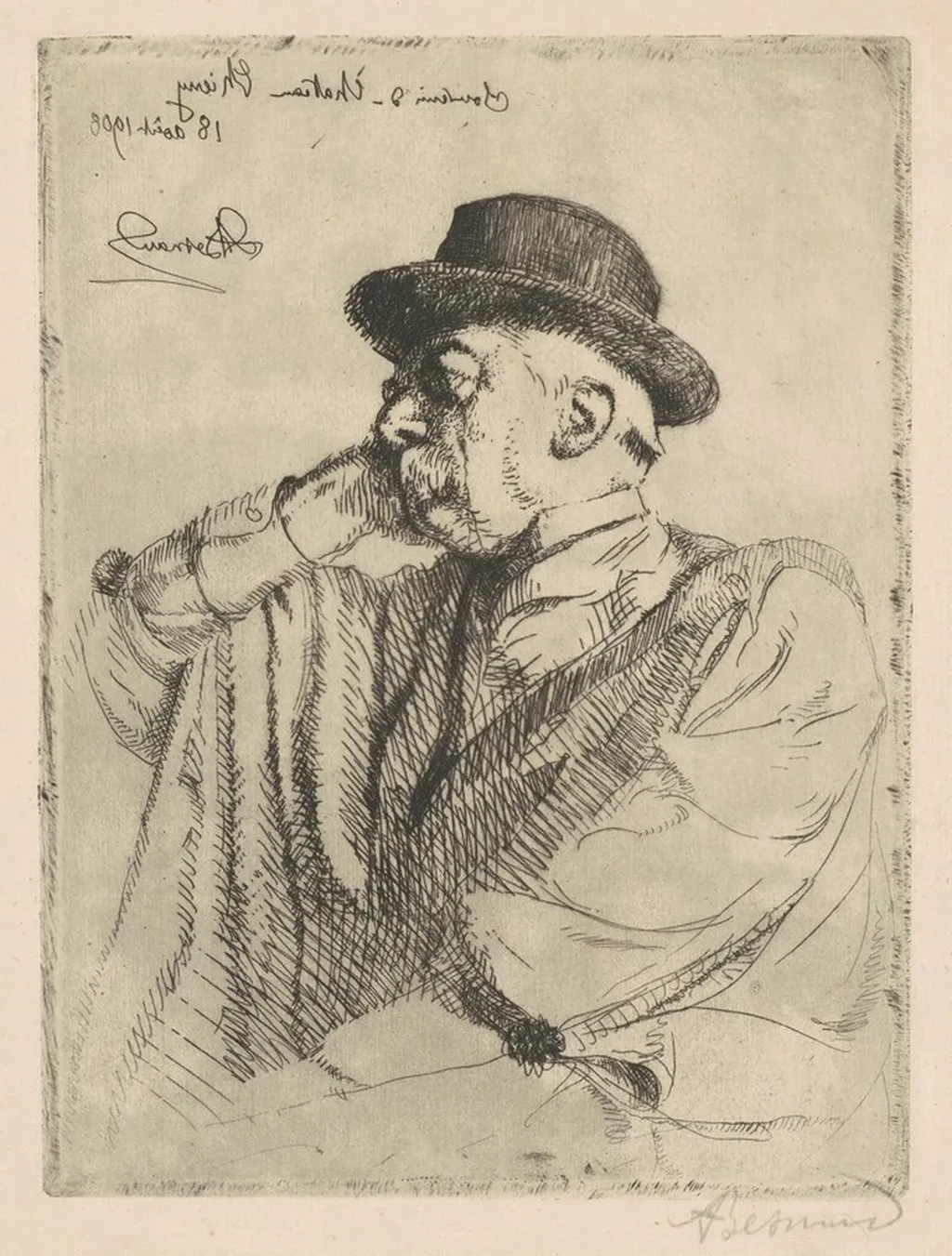 Edmond Pigalle, by Albert Besnard, ink, 1908
