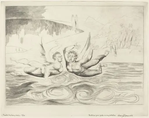 The Circle of the Corrupt Officials; The Devils Mauling Each Other, by William Blake, ink, 1827