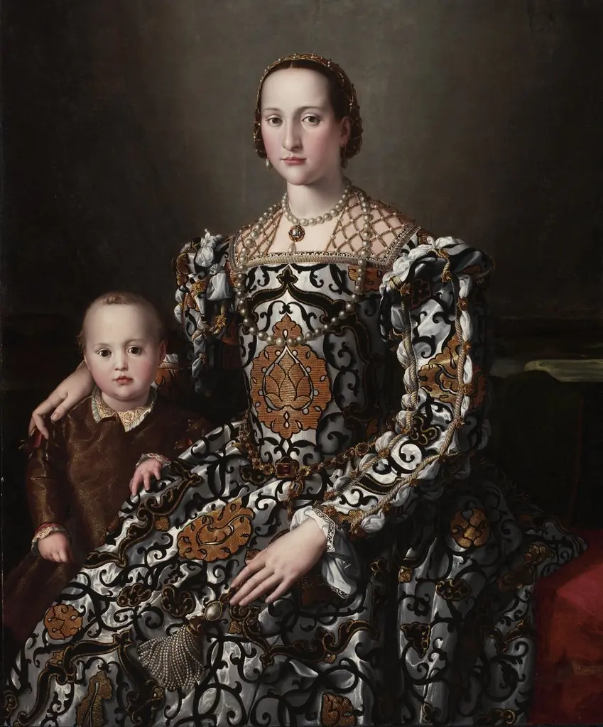 Eleonora of Toledo and Her Son, by Bronzino, oil, 1545