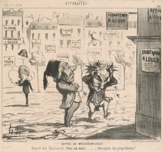Suites du macadamisage, by Honoré Daumier, ink, 1850