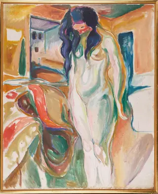 Model by the Wicker Chair, by Edvard Munch, oil, 1919