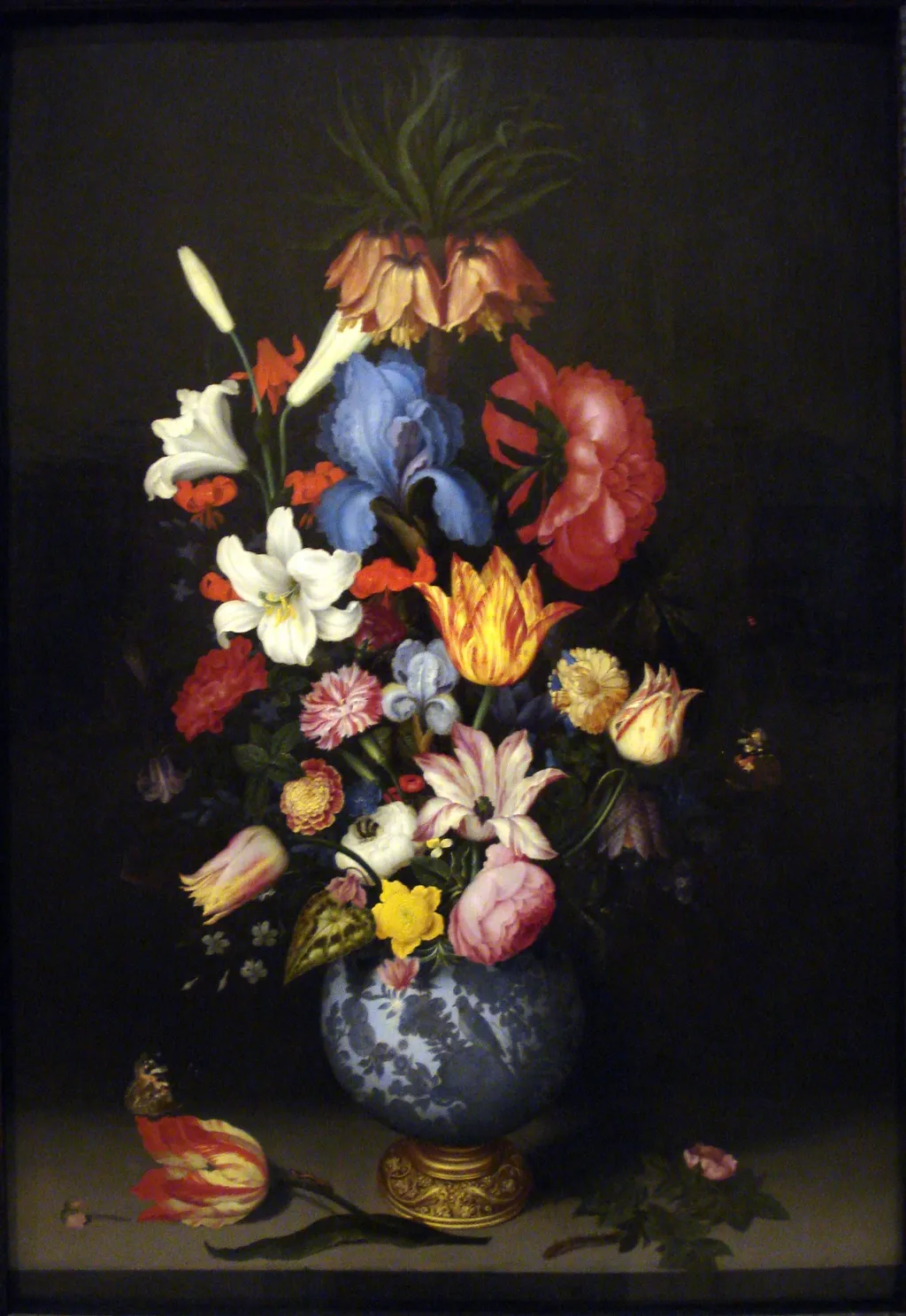 Bouquet in a Wan-Li Vase with a Gilt Mount, by Balthasar van der Ast, oil, 1619
