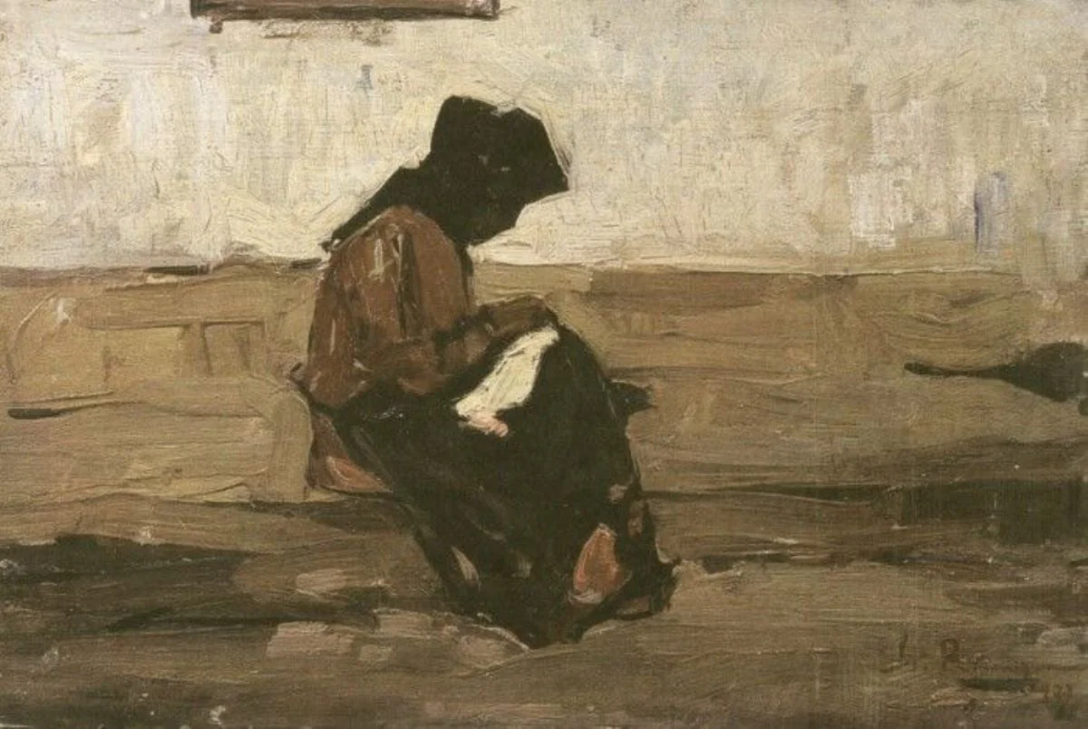 Femeie cosând, detail