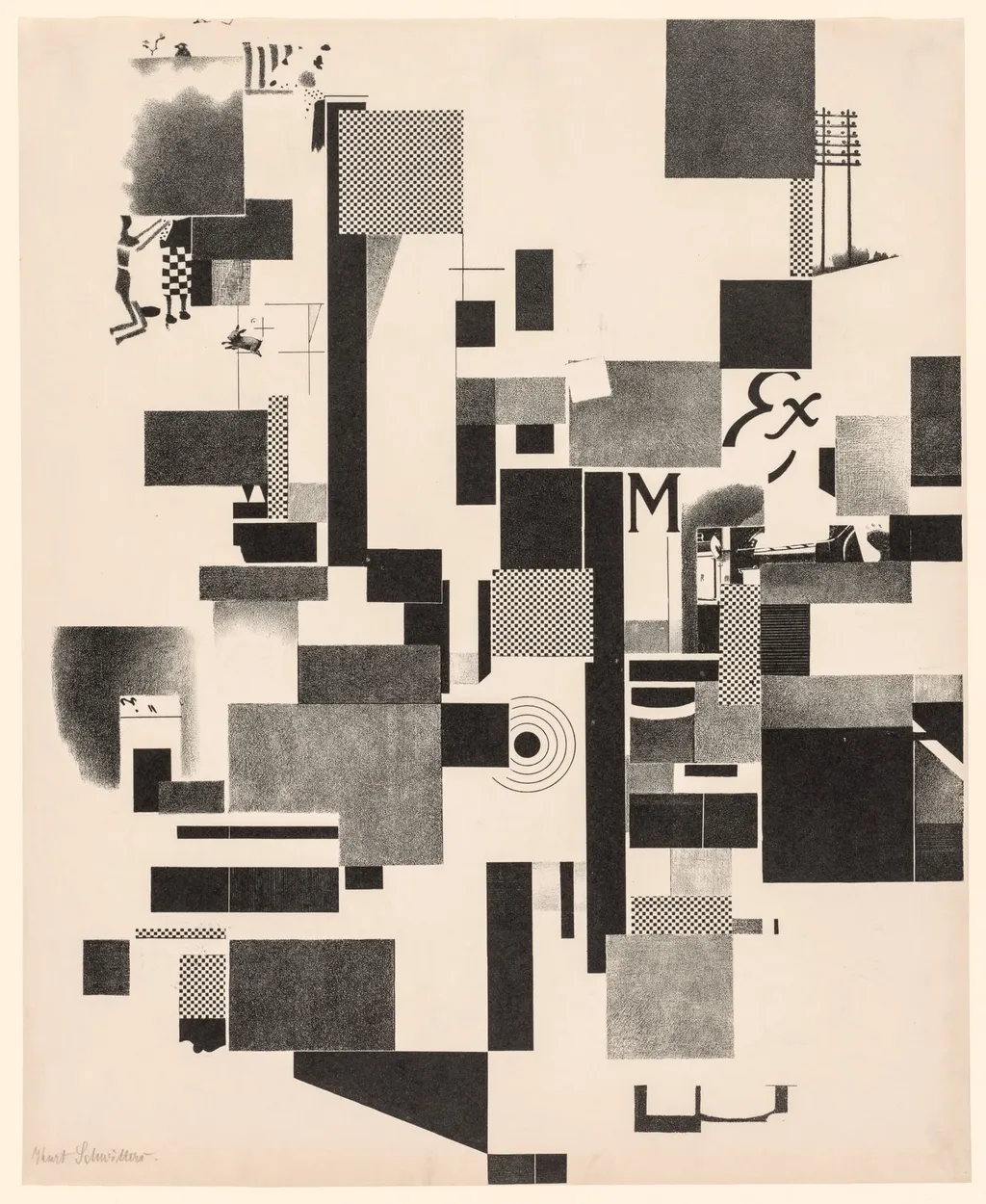 Merz 3 Portfolio:  Plate 1, by Kurt Schwitters, 1923