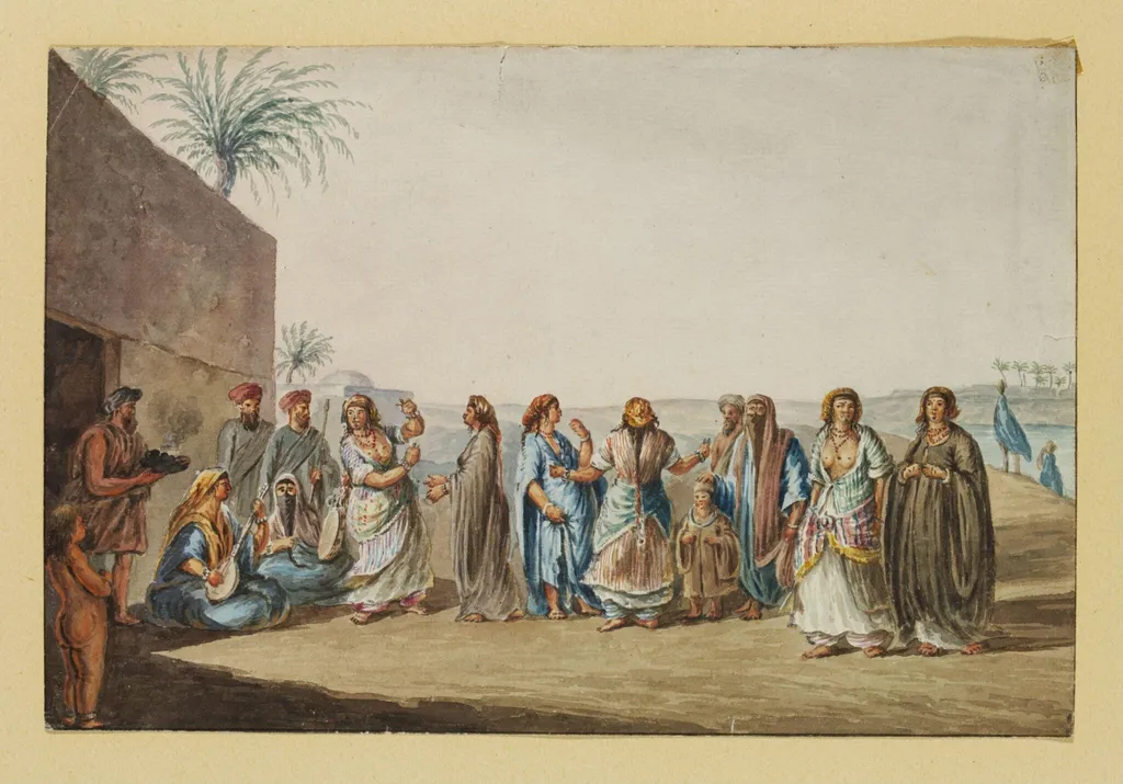 An Egyptian Ball, At Ned Sili, by Luigi Mayer, watercolor, 1792