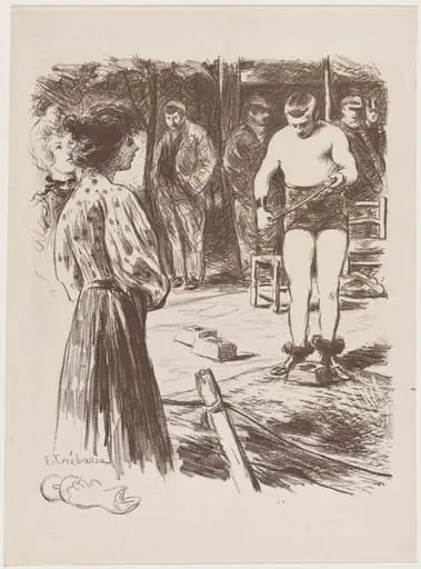 Lutteurs, by Paul Edouard Crébassa, ink, 1895