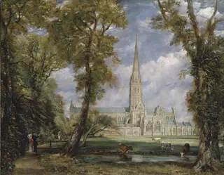 Salisbury Cathedral from the Bishop's Garden, by John Constable, oil, 1825