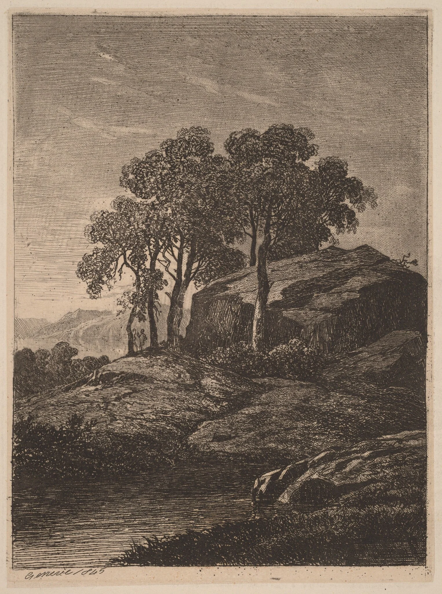 Trees by a Rock, detail