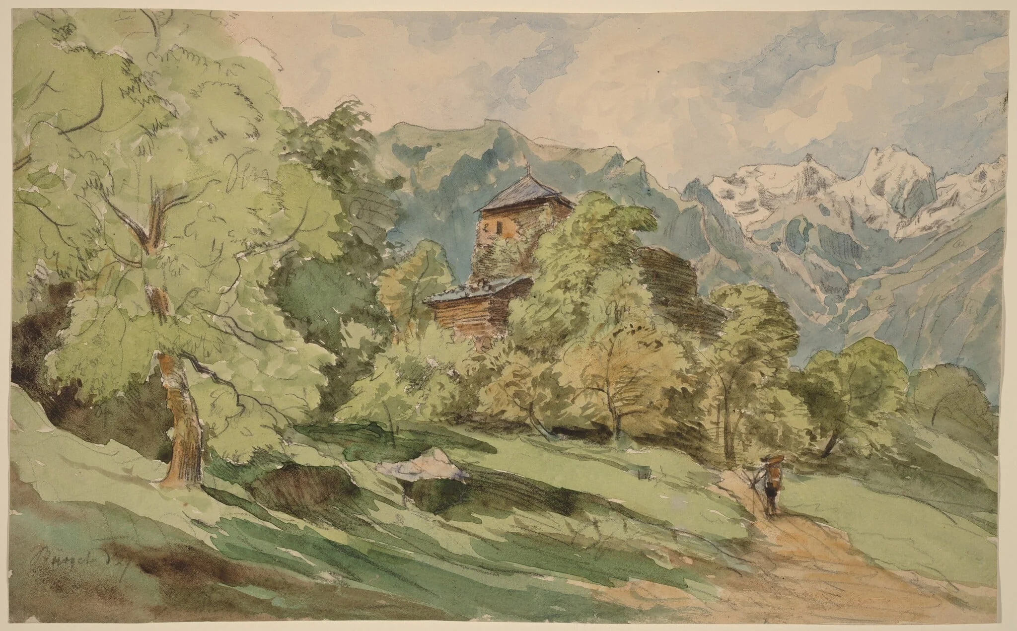 The Castle of Bürglen with the Alps Beyond, detail