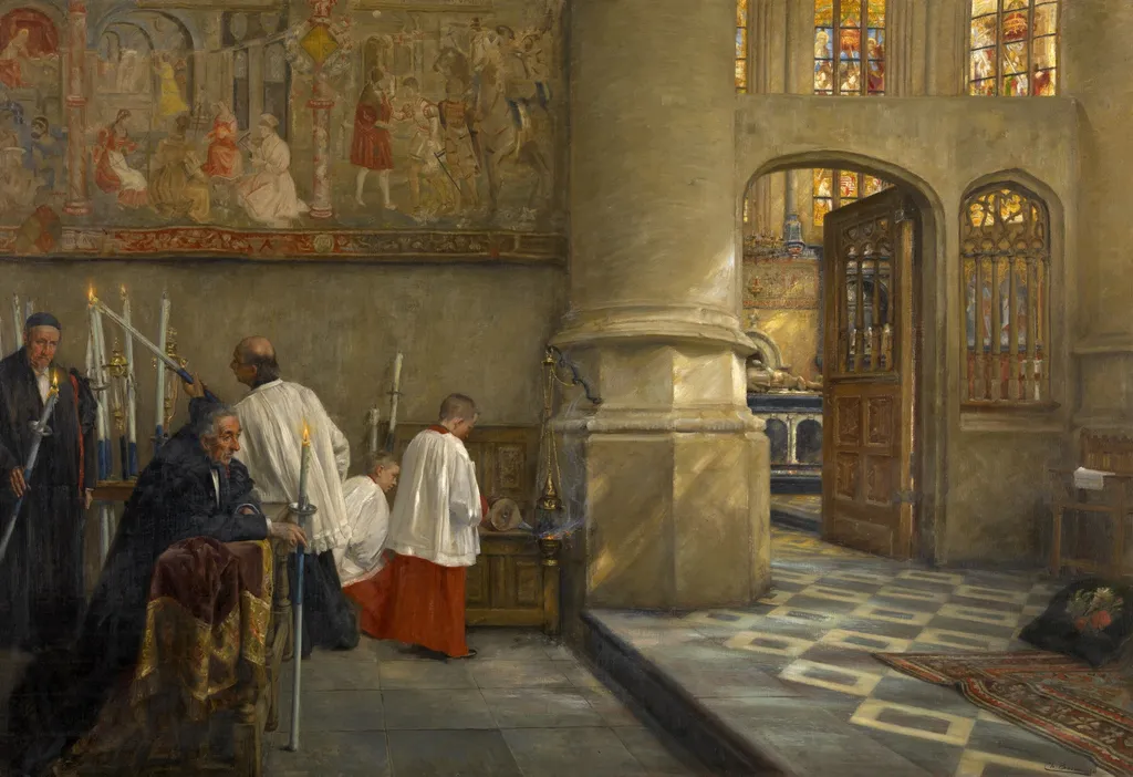 Before Blessing at the Church of Hoogstraten, by Charles Boom, oil, 1910
