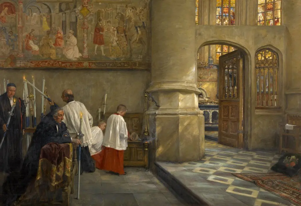 Before Blessing at the Church of Hoogstraten, by Charles Boom, oil, 1910