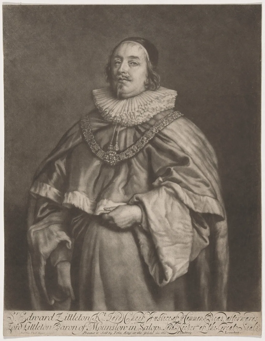 Edward Lyttelton, Baron of Mounslow, by Robert Williams, ink, 1682