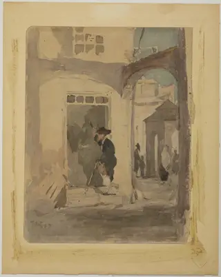 Beadle knocking at the door, by Julian Fałat, unspecified, 1892