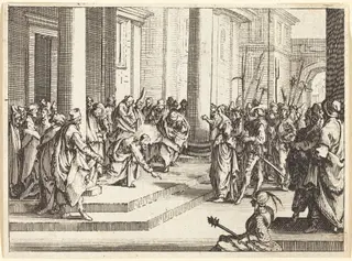 Christ and the Woman Taken in Adultery, by Jacques Callot, ink, 1635