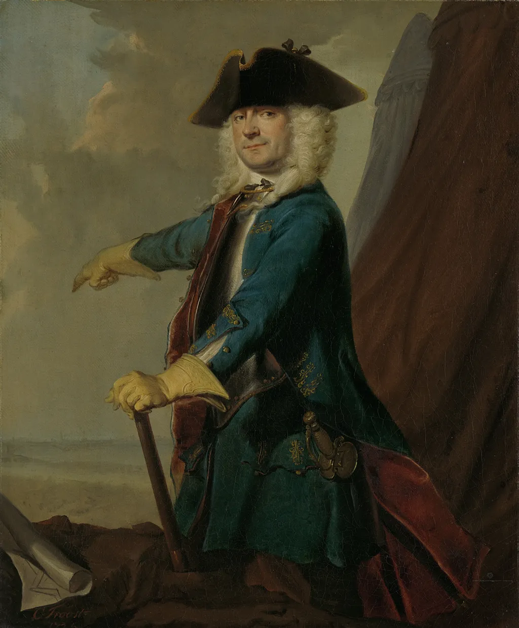 Gerrit Sichterman (1688-1730). Quartermaster-General of the Cavalry, Colonel of the Oranje-Groningen Infantry Regiment, Commandant of Grave, by Cornelis Troost, oil, 1725