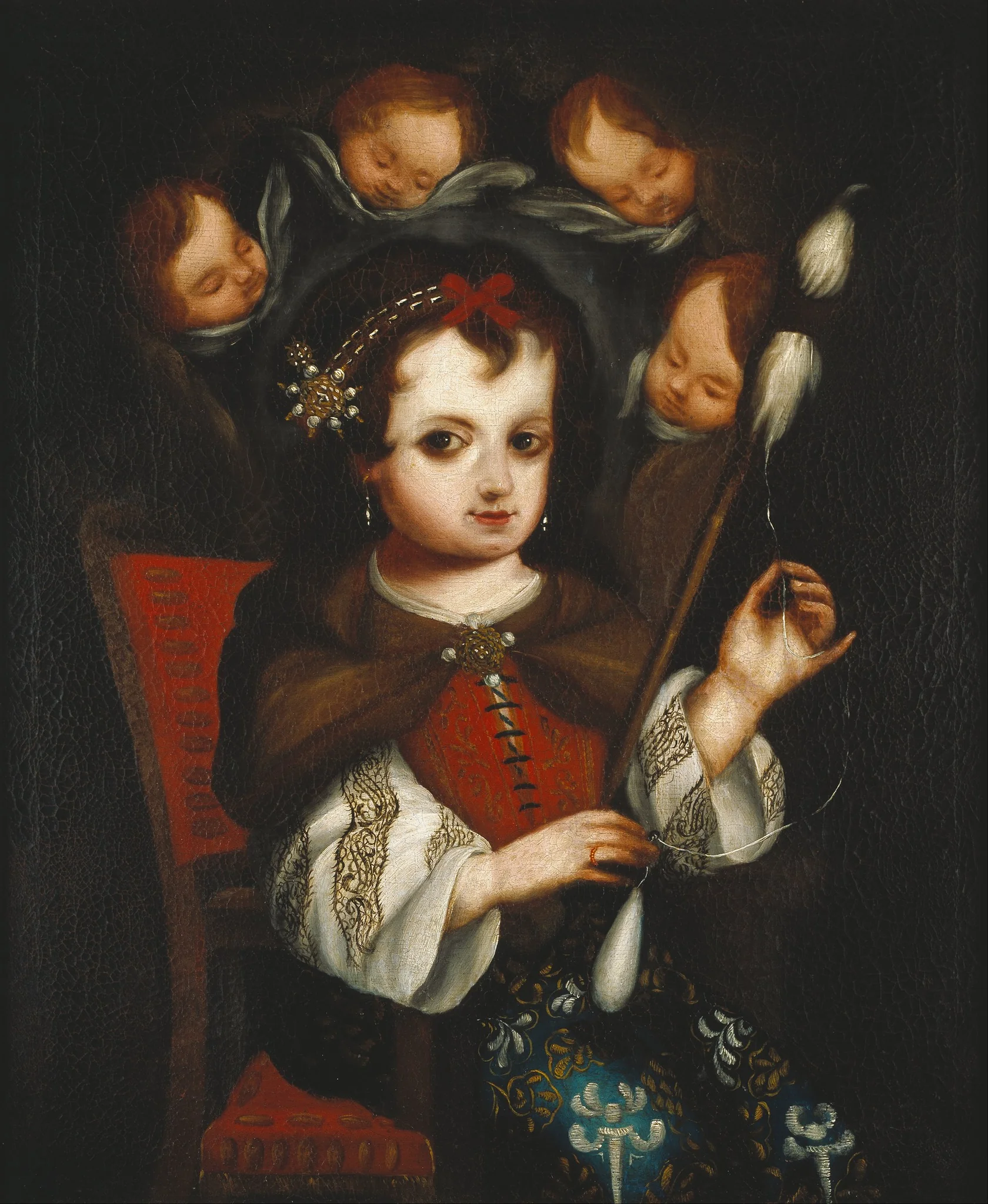 Virgin Mary Spinning, detail