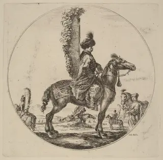Polish Hussar, by Stefano Della Bella, ink, 1637