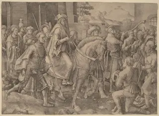 The Triumph of Mordecai, by Lucas van Leyden, ink, 1515