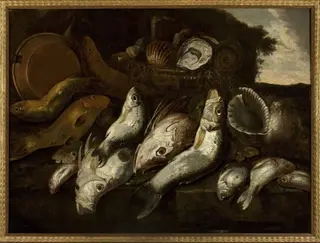 Fish, by Abraham van Beijeren, oil, 1665