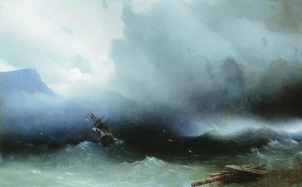 The storm at sea, by Ivan Aivazovsky, oil, 1850