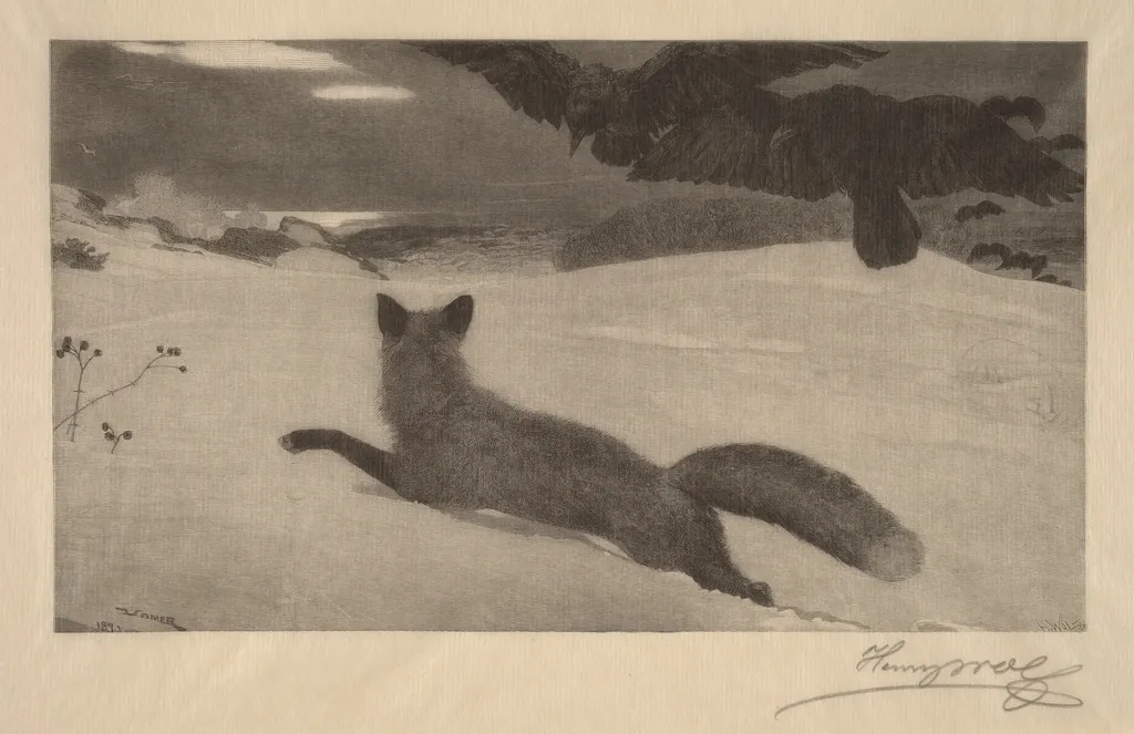 Winter, the Fox Hunt, by Henry Wolf, ink, 1893