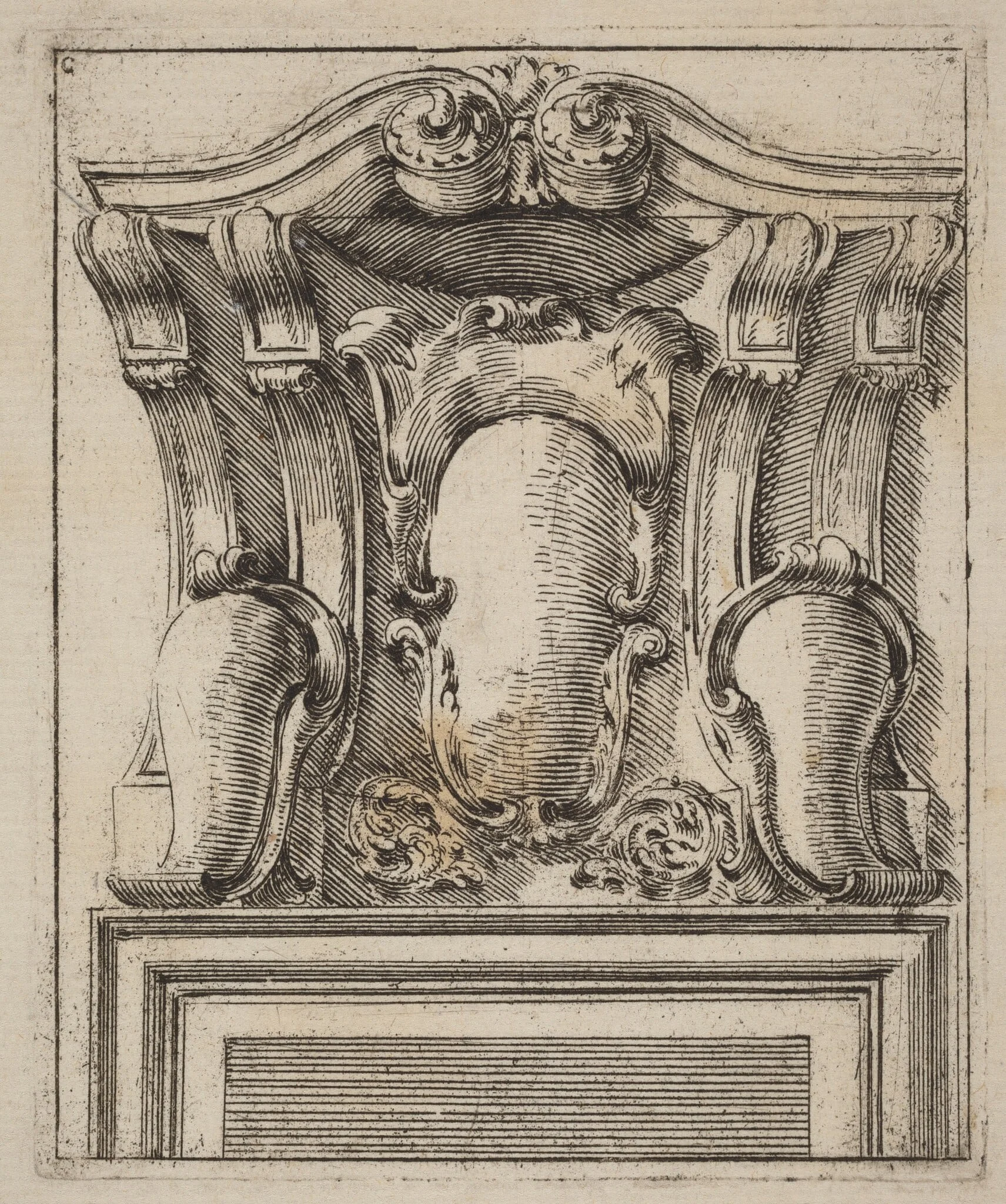 Architectural Motif with Three Shields, detail