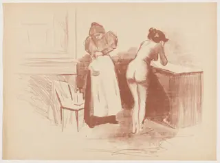 La friction au gant de crin (Massage with Coarse Hair Glove), by Jean-Louis Forain, ink, 1895