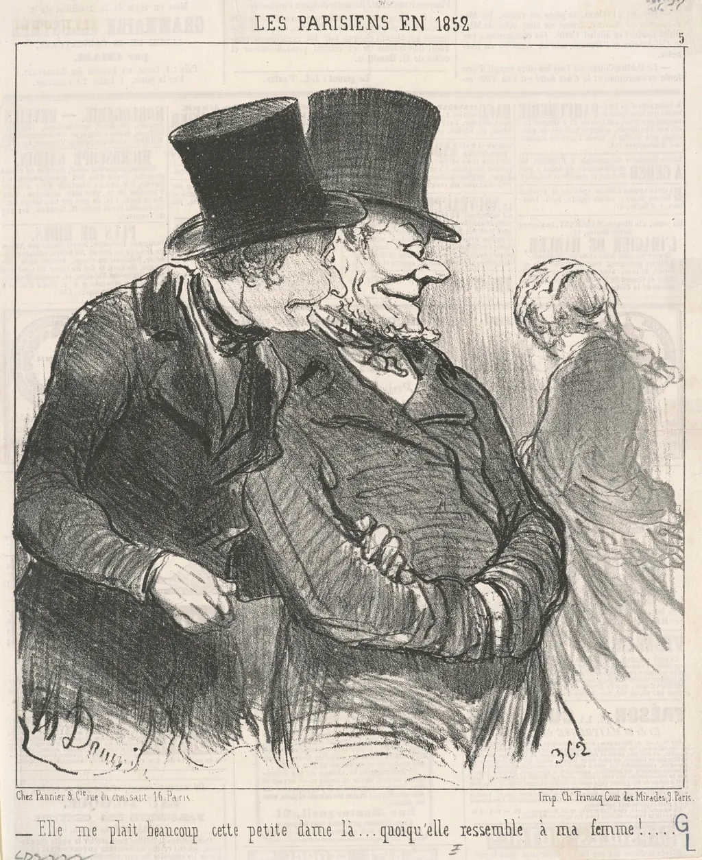 Ell me plait beaucoup ..., by Honoré Daumier, ink, 1852