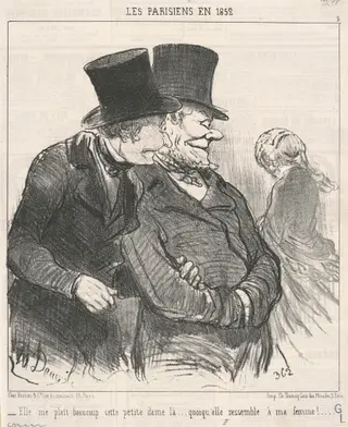 Ell me plait beaucoup ..., by Honoré Daumier, ink, 1852